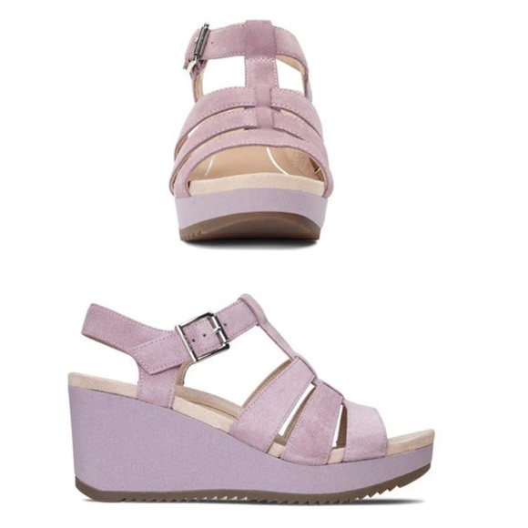 Vionic Tawny Mauve Wedge Sandals NWOT Suede Purple - Picture 2 of 11